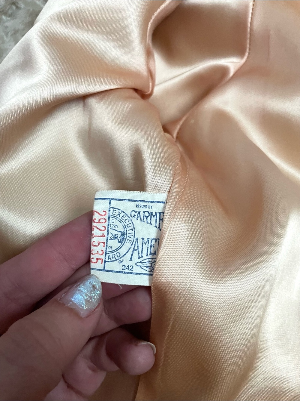 Vintage 60s Faux Fur Shawl Collar Coat Cream Waist Tie Satin Lining - Picture 13 of 15